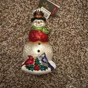 Christopher Radko Snowman Ornament with Red and Blue Accents